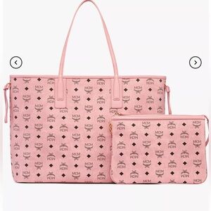 MCM Visetos monogram canvas shopper with zip pouch and nappa leather trim New